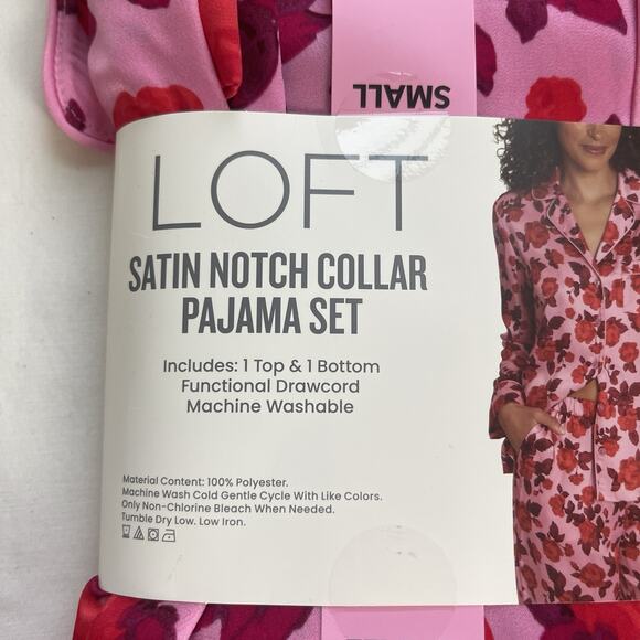LOFT Pink and Red Floral Pajama Set - Picture 6 of 9